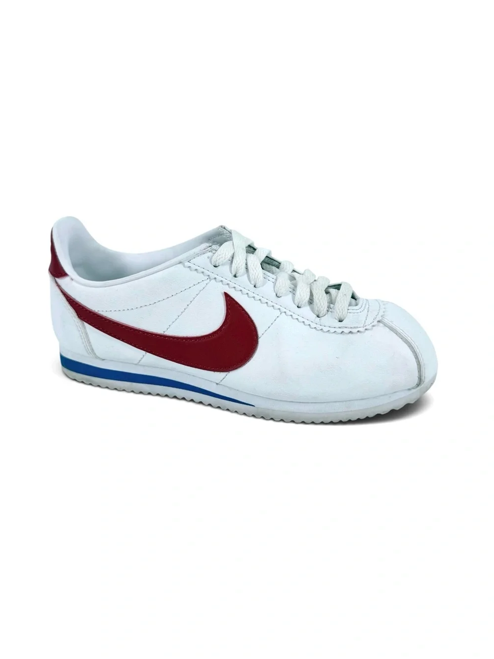 Nike Classic Cortez Sneakers Womens Size 6.5 White Leather Red Blue 807471 103